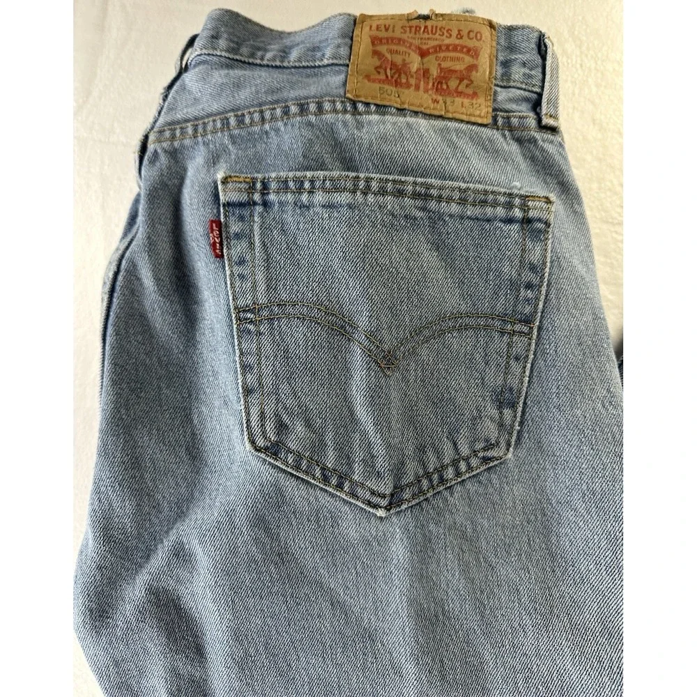 Vintage Levi's 505 33x32‎ Mens Jeans Straight Fit Y2K Light Wash Denim